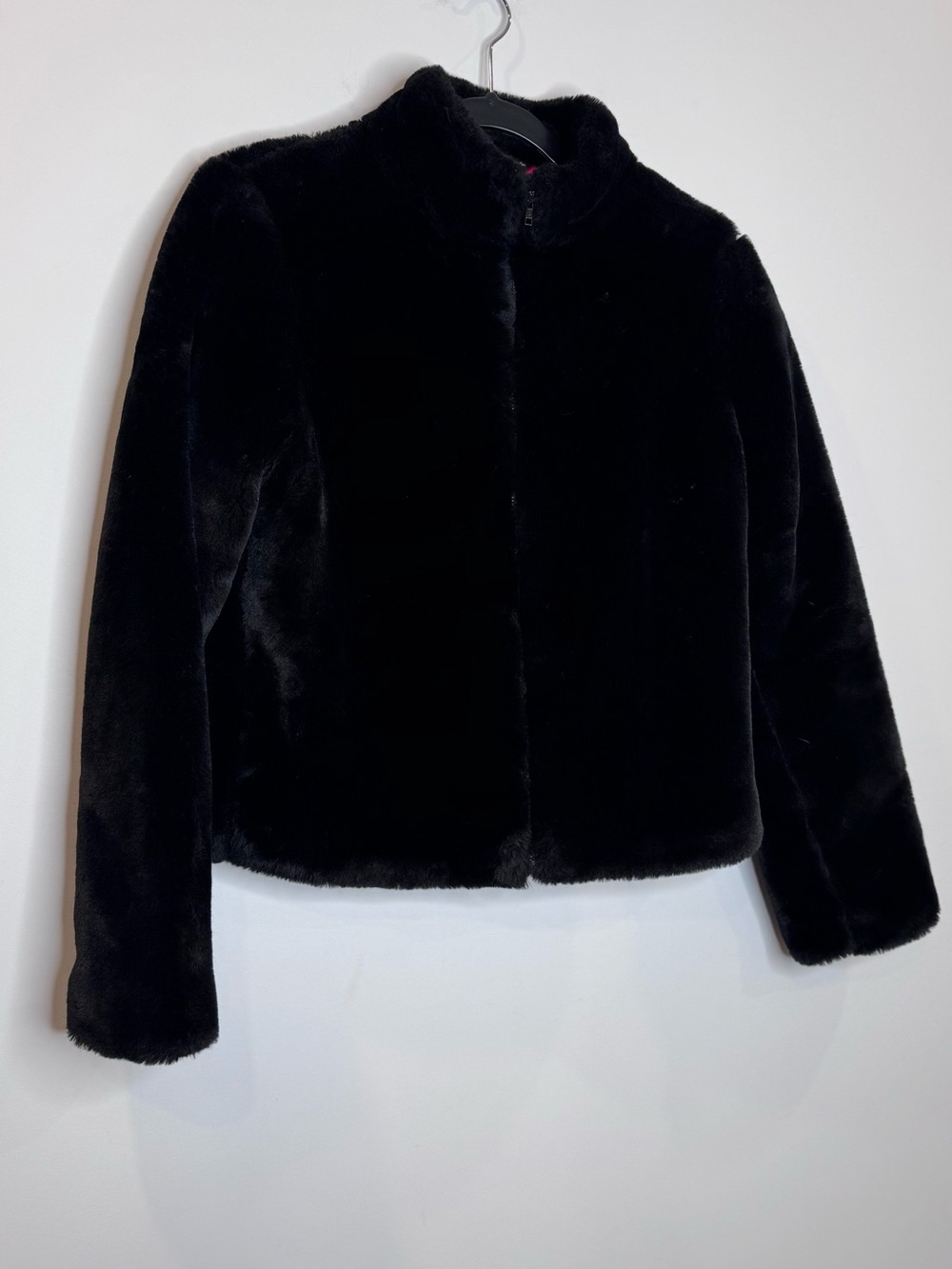 Vintage Y2K 2000s Le Chateau Faux Fur Crop Jacket Black sz medium plush - Picture 3 of 12